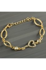 Kalp Anahtar Taşlı Trend Bileklik-Sarı - Görsel 2