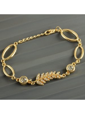 Yaprak Taşlı Trend Bileklik-Sarı