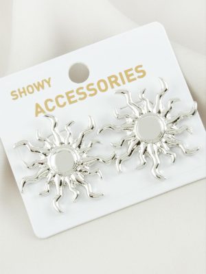 Güneş Metal Küpe-Gümüş Rengi