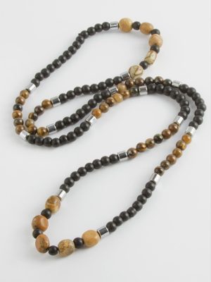 Jasper Onix Doğaltaş Kolye-Siyah