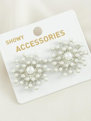 Kartanesi Trend İnci Küpe-Gümüş Rengi