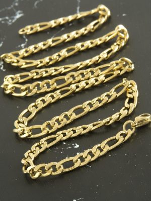 Oval Zincir Çelik Kolye 55 cm-Sarı