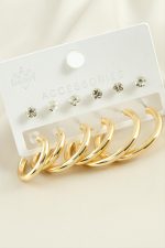 12 Adet Boru Taşlı Halka Küpe-Sarı - Görsel 2