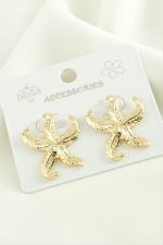 Deniz Yıldızı Trend Metal Küpe-Sarı - Görsel 2