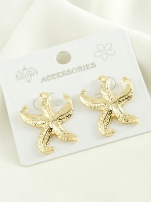 Deniz Yıldızı Trend Metal Küpe-Sarı