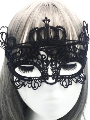 Siyah Renk Dantel Kesim Dantel İşlemeli Balo Parti Maskesi 9 No