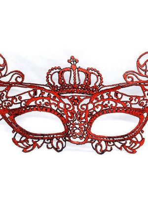 Kırmızı Renk Dantel Örgü İşlemeli Parti Maskesi Model 2