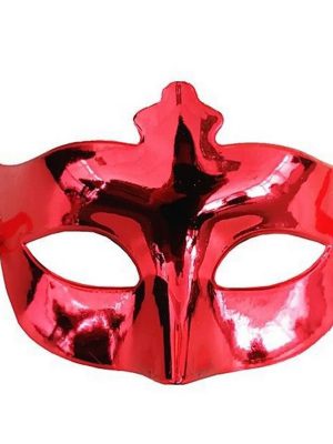 Kırmızı Renk Kostüm Partisi Ekstra Parlak Balo Maskesi 15x10 cm