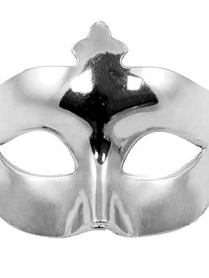 Gümüş Renk Kostüm Partisi Ekstra Parlak Balo Maskesi 15x10 cm