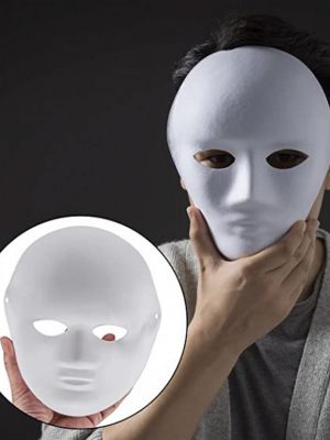 Beyaz Renk Boyanabilir Anonim Tam Yüz Cosplay Maske 24x18 cm