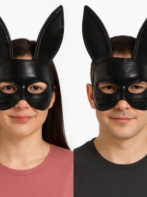 Siyah Renk Kumaş Malzemeden İmal Eva Tavşan Maskesi 19x15 cm