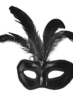 Siyah Renk Rugan Kaplama Siyah Tüylü Parti Maskesi 18x20 cm