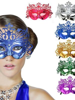 Metalize Hologramlı Balo Venedik Parti Maskesi 6 Renk 6 Adet