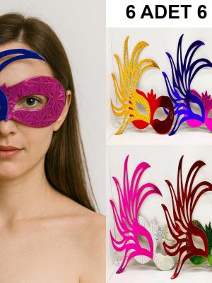 6'lı Renkli Balo Maskesi Seti | Karton & Lastikli (Yetişkin-Çocuk Uyumlu)