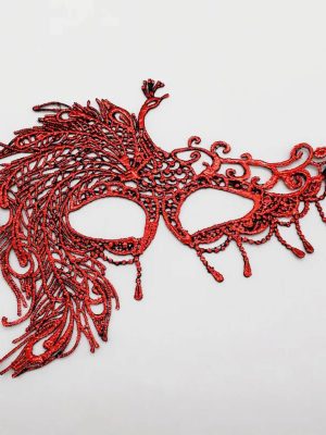 Kırmızı Dantel Masquerade Maskesi 4 No
