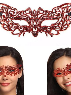 Kırmızı Dantel Masquerade Maskesi 9 No