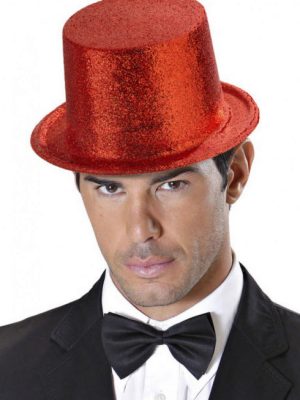 Kırmızı Renk Uzun Plastik Simli Parti Şapkası