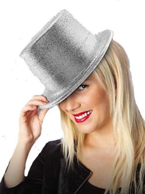 Gümüş Renk Uzun Plastik Simli Parti Şapkası