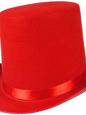 Yetişkinler İçin Kırmızı Renk Ringmaster Sihirbaz Şapkası Fötr Şapka 15 cm
