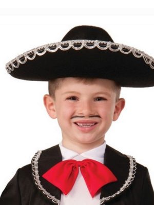 Gümüş Renk Şeritli Meksika Mariachi Latin Şapkası 55 cm Çocuk