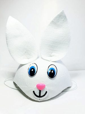 Beyaz Renk Kulaklı Tavşan Şapkası Hayvan Şapkası
