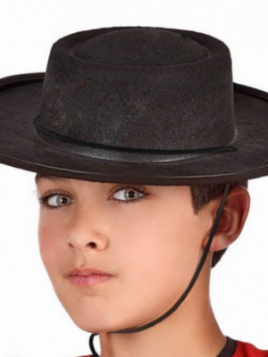 Siyah Renk Keçe Flamenko Şapkası Çocuk Boy