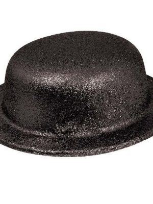 Siyah Renk Yuvarlak Simli Plastik Parti Şapkası
