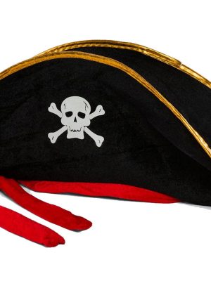 Yetişkin Boy Kadife Jack Sparrow Denizci Kaptan Jack Korsan Şapkası 50X20 CM