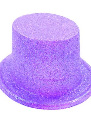 Floresan Mor Renk Simli Uzun Fötr Melon Şapka 12 cm