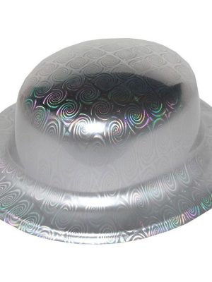 Gümüş Renk Hologramlı Plastik Yuvarlak Melon 27x24 cm