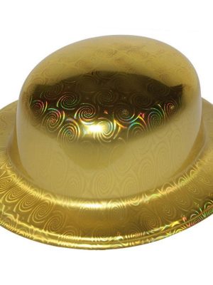 Altın Renk Hologramlı Plastik Yuvarlak Melon 27x24 cm