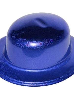 Mavi Renk Hologramlı Plastik Yuvarlak Melon 27x24 cm