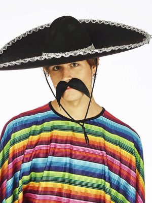 Sombrero Meksika Şapkası Mariachi Gümüş Şeritli Yetişkin Boy