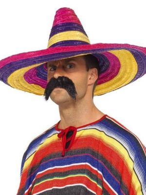 Sombrero Meksika Şapkası Renkli Örme Hasır Yetişkin Boy