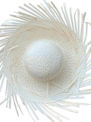 Tropikal Parti Beyaz Hasır Hawaii Şapkası 13x36 cm