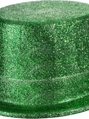 Yeşil Renk Parıltılı Simli Fötr Silindir Parti Şapkası