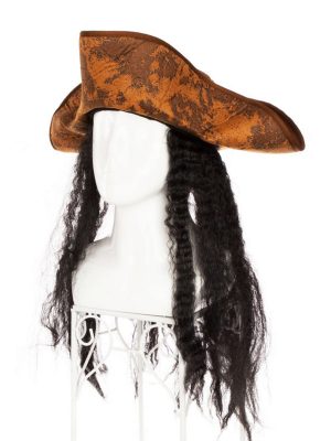 Siyah Saçlı Kaptan Korsan Şapkası