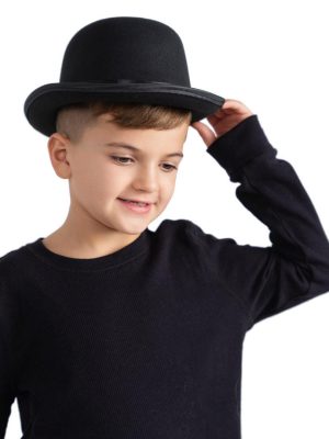 Charlie Chaplin Stil Çocuk Şapkası – Siyah Melon Parti Şapkası