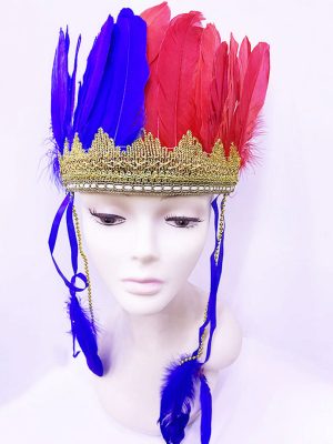 Bordo Mavi Renk Tüylü Kızılderili Başlığı | Taraftar Başlığı