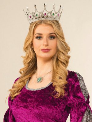 Taşlı Rönesans Kostümlü Kraliyet Ortaçağ Gümüş Kraliçe Prenses Tacı