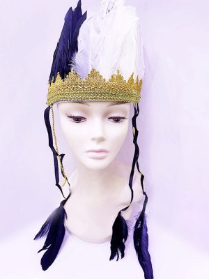 Siyah Beyaz Renk Tüylü Kızılderili Başlığı | Taraftar Başlığı