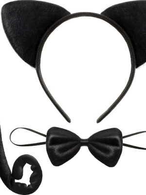 Kedi Kostüm Taç Kuyruk Papyon Seti 1 Adet