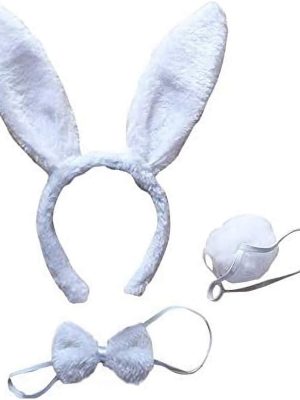 Tavşan Kostüm Seti Taç Papyon Kuyruk Beyaz Renk