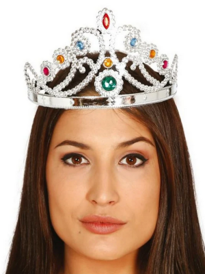 Gümüş Renk Plastik Prenses Tacı Kraliçe Tacı 60 cm