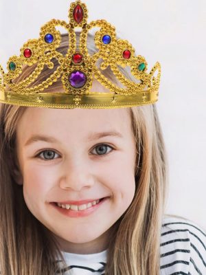 Altın Renk Plastik Prenses Tacı Kraliçe Tacı 60 cm