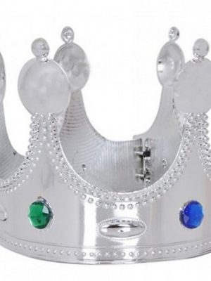 Plastik Kral Tacı Gümüş Renk Çocuk Boy 45 cm