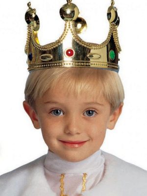 Plastik Kral Tacı Altın Renk Çocuk Boy
