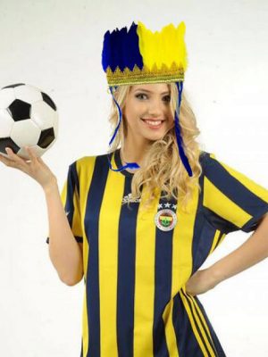 Sarı Lacivert Taraftar Tüylü Saç Bandı