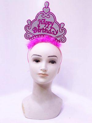 Happy Birthday Neon Pembe Renk Doğum Günü Tacı 24x15 cm