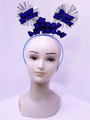 Happy Birthday Yazılı Püsküllü Neon Mavi Renk Doğum Günü Tacı 22x19 cm